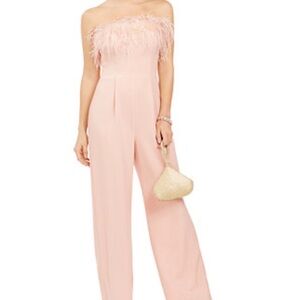 Eliza J Blush Feathered Wide Leg Jumpsuit